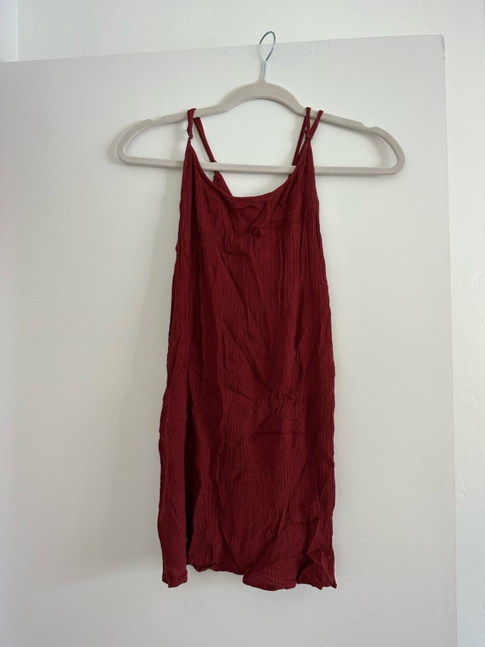 Forever 21 Ribbed Crinkle Slip Dress in Wine